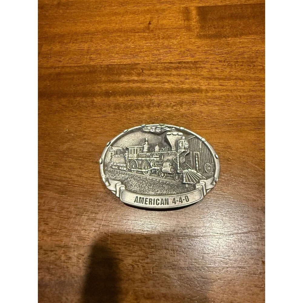 Vintage AMERICAN 4-4-0 Train Belt Buckle Steam Engine Railroad